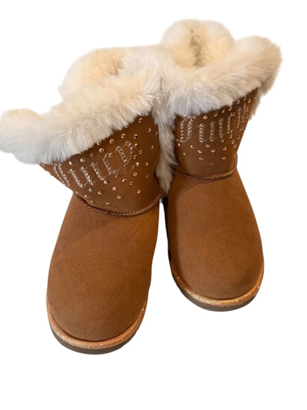 Juicy Couture Claremont Girls Boots Size 13 Brown Glitter Bow Winter Boots